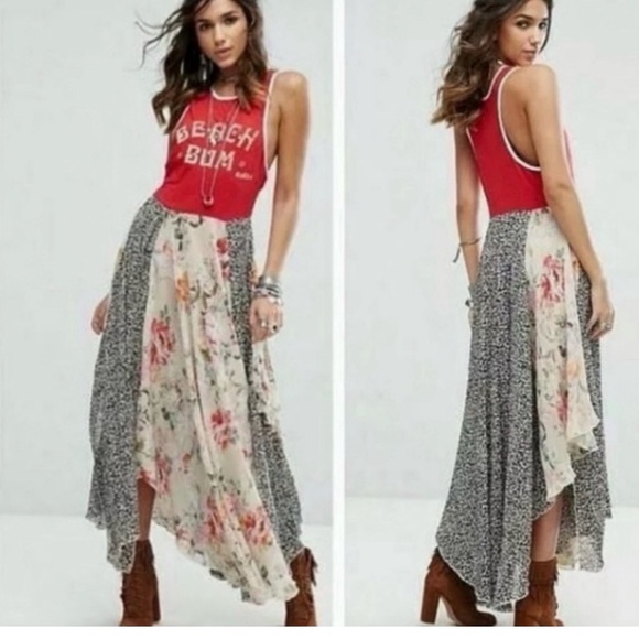 Free People Beach Bum Hawaii Maxi Dress Women SZ-Small Sleeveless Floral Cheetah - Picture 8 of 9